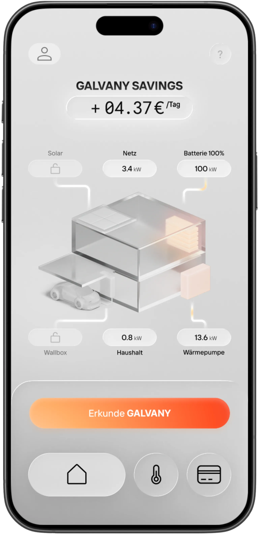 GALVANY App zur Temperatureinstellung